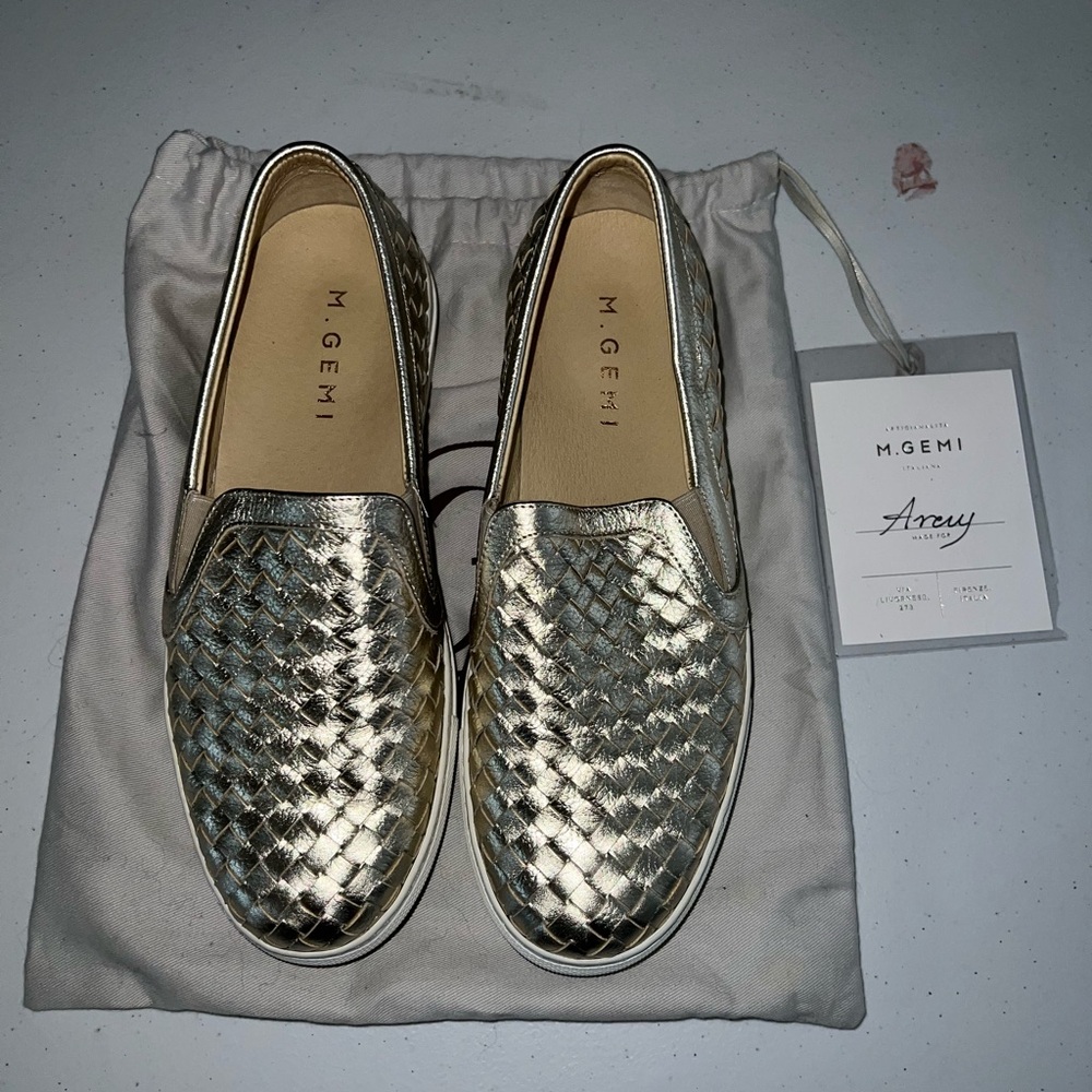 M. Gemi Metallic Gold Loafers